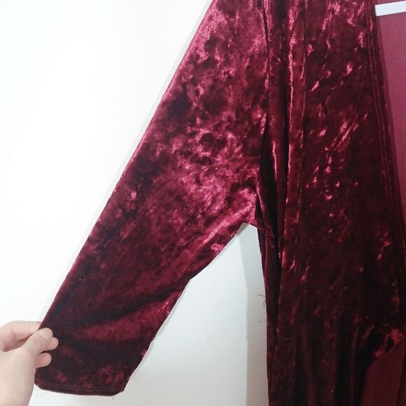Velvet Tie Front Long Sleeve Longline Cardigan 1XL - Picture 6 of 9